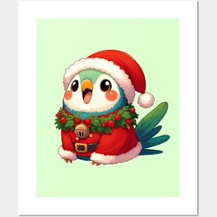 Christmas Parrot Santa Posters and Art